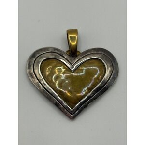 Jeep Collins Sterling Silver Brass Mixed Metals Heart Pendant